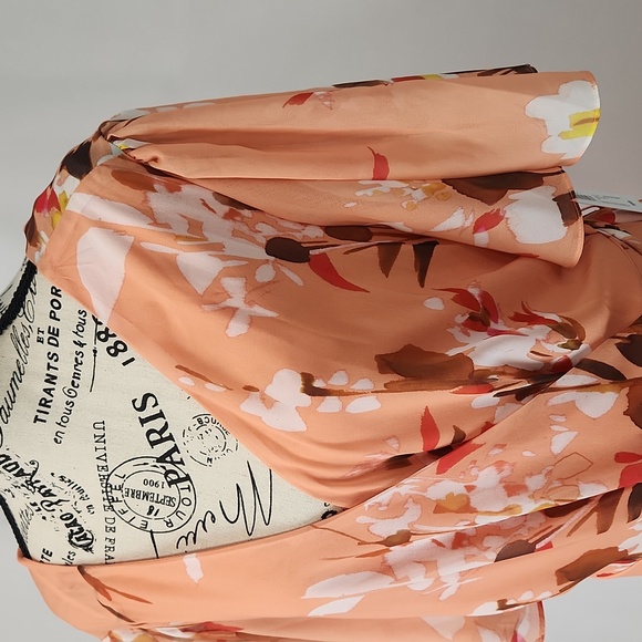 NWT Premier Amour Peach Floral Wrap Dress, size 16 - Picture 4 of 11